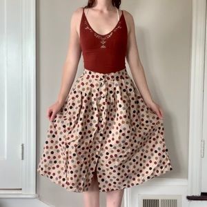 Australian Retro Elise Design Vintage-inspired High Waisted Polka Dot Midi Skirt